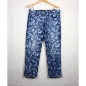 Democracy Women's Jeans Capri Crop Leaf Palm Feather Print Size 6, W33 L26 Soft